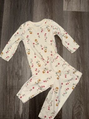 Carter's Cream Floral Long Sleeve Bodysuit & Pants Set